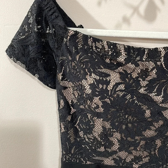 City Studio Off The Shoulder Black Lace Top High Low Fit and Flare Dress 7 - Picture 3 of 16